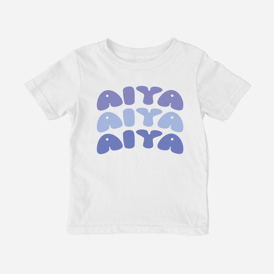 AIYA White Shirt with Blue Graphic (Toddler) Chinese, Cantonese, Mandarin - Asian Baby Clothing