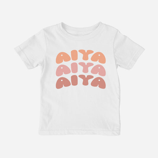 AIYA White Shirt with Blush Graphic (Toddler) Chinese, Cantonese, Mandarin - Asian Baby Clothing