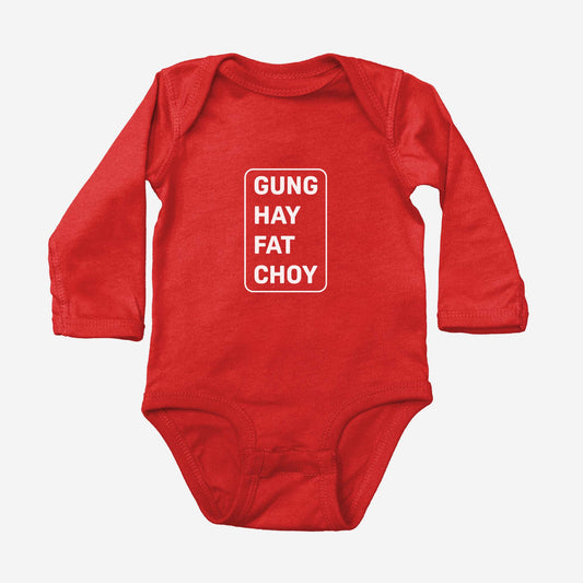 Lunar New Year Greeting Long Sleeve Onesies