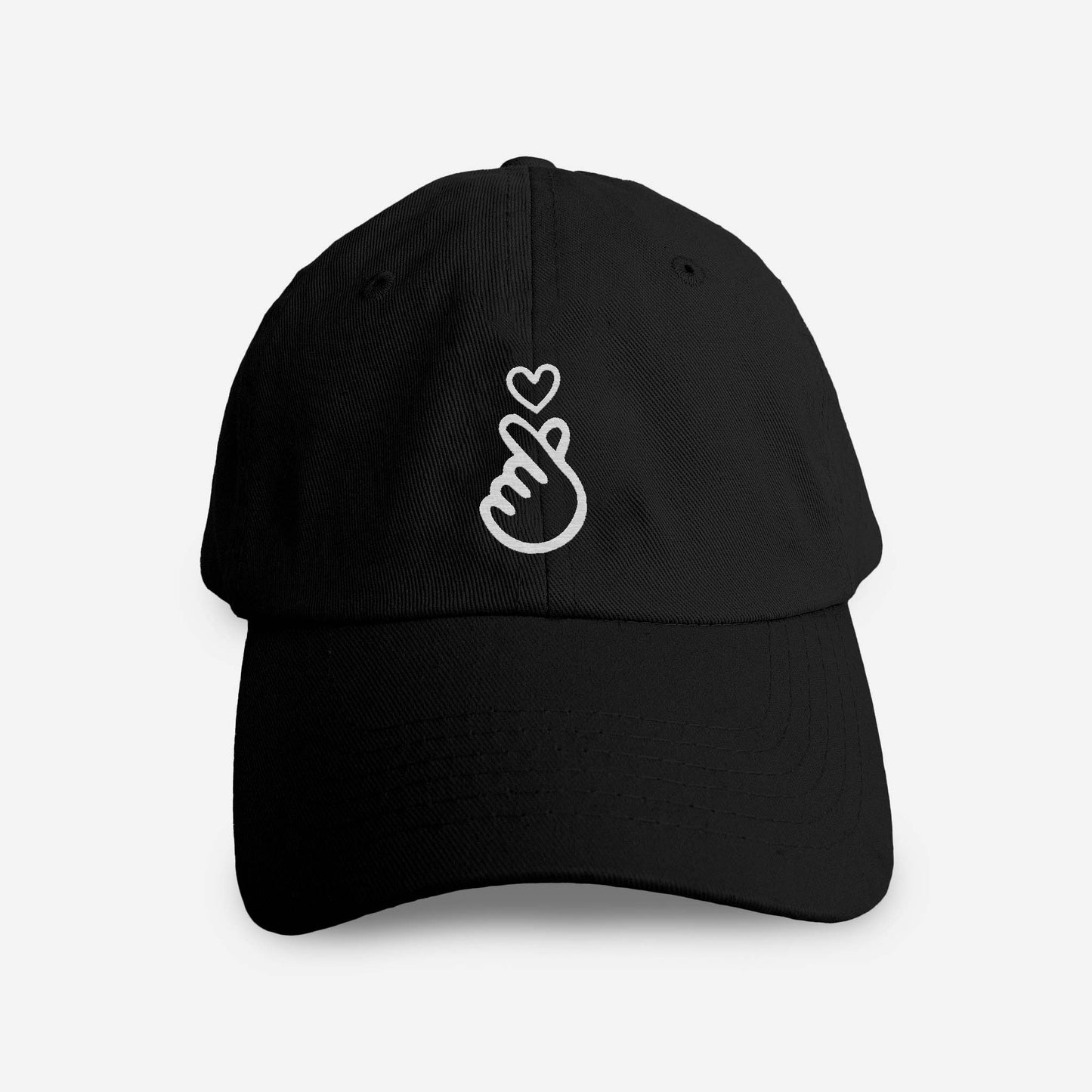 Black love hat for kids – Asian finger heart symbol on front
