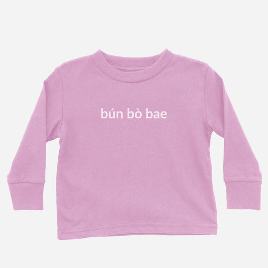 bún bò bae Kids Long Sleeve T-Shirt (Toddler) Pink