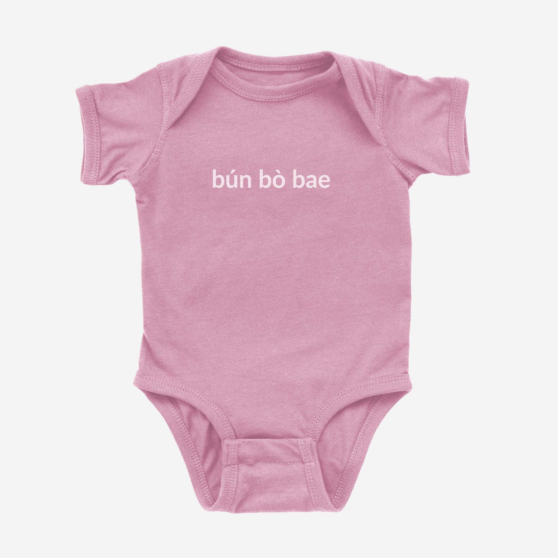 Pink Bun Bo Bae onesie for Asian American babies and future foodies
