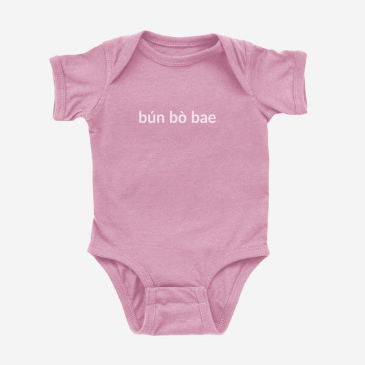 Pink Bun Bo Bae onesie for Asian American babies and future foodies