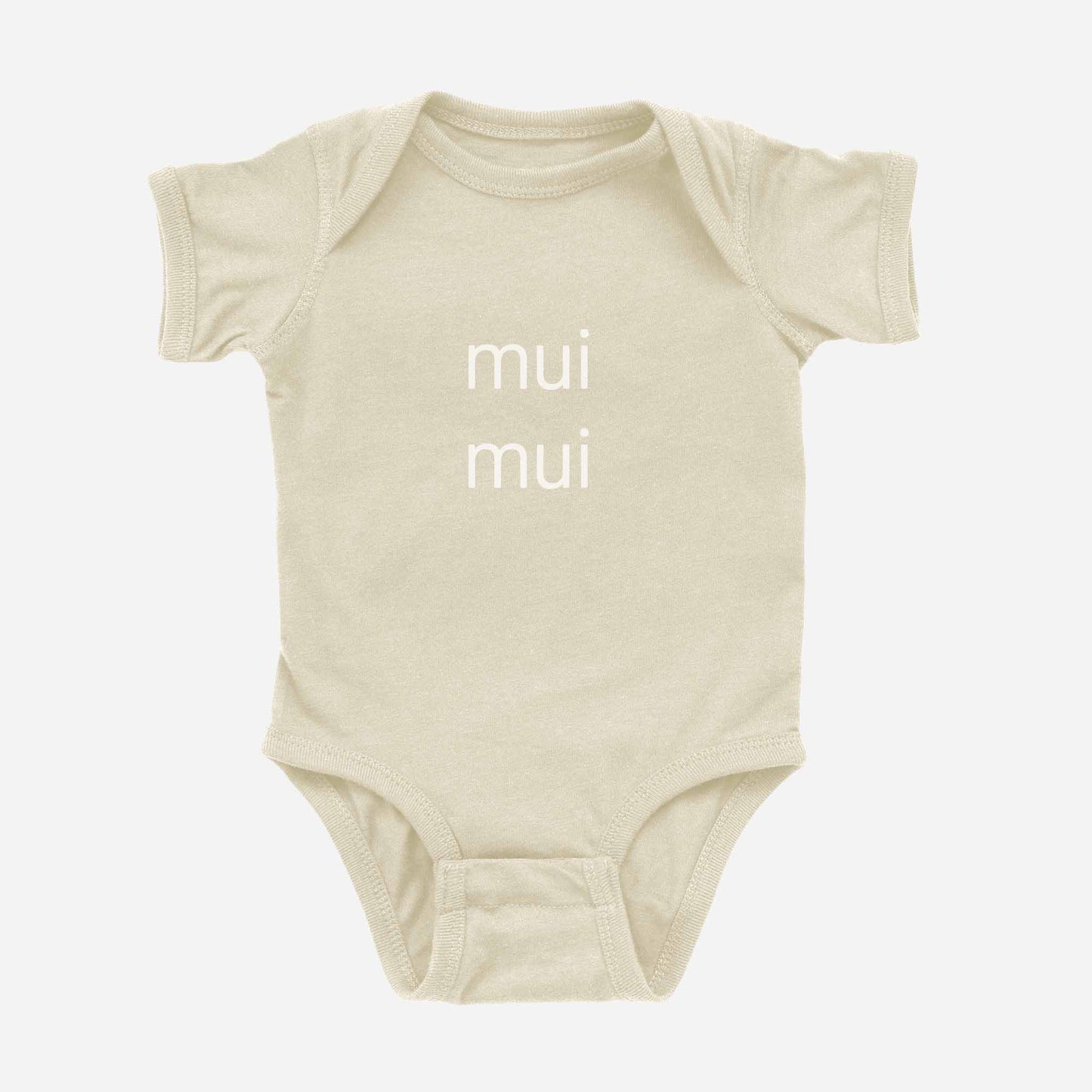 mui mui little sister chinese cantonese Onesie Natural front - Asian Baby Clothing