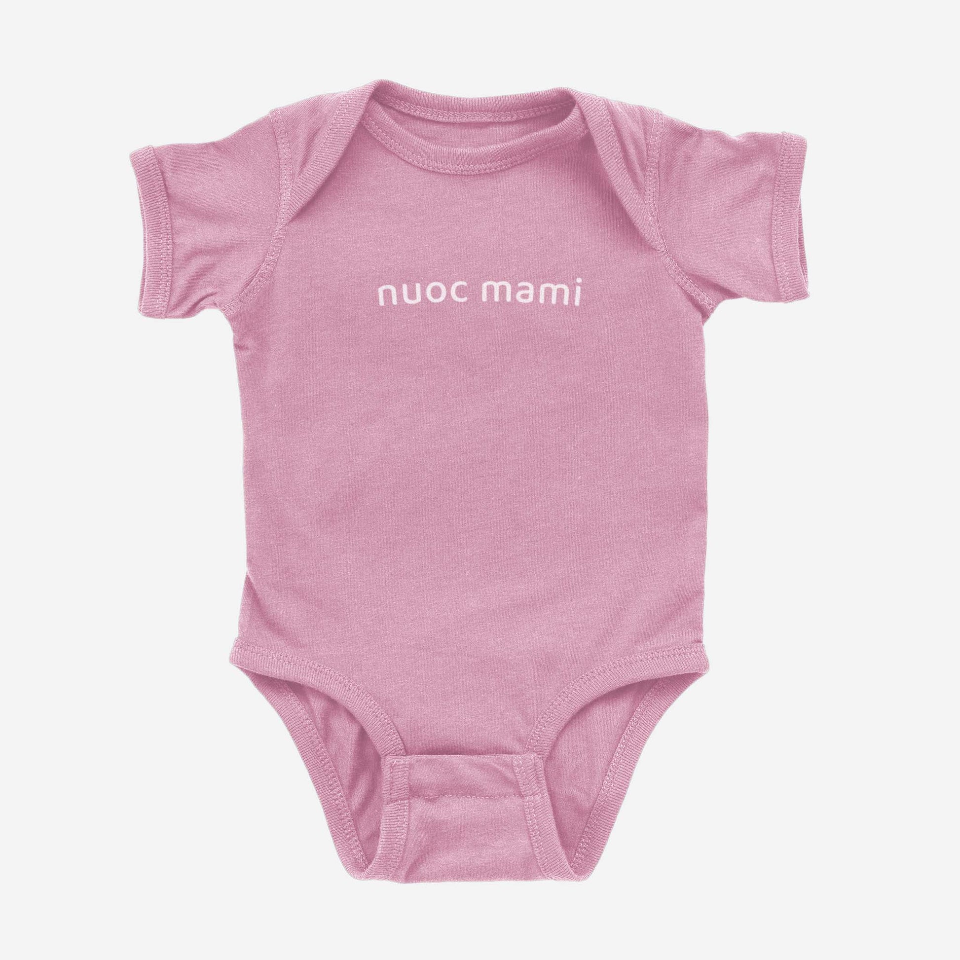 Pink baby onesie with  Nuoc Mami design – cute Vietnamese gift