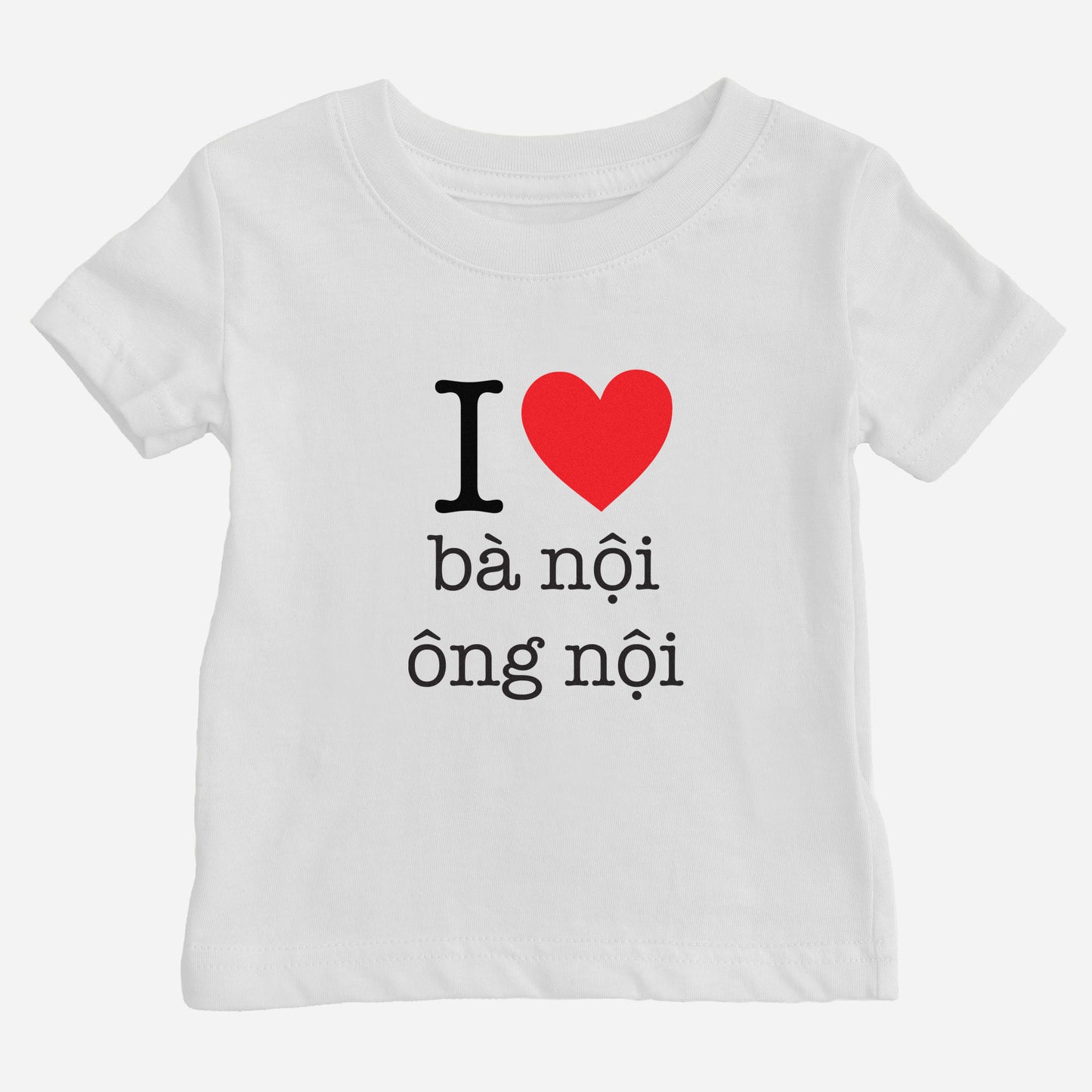 I Heart Grandma & Grandpa Vietnamese Baby T-Shirt (Paternal)