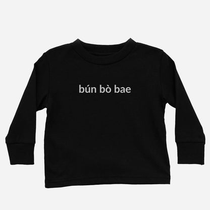 bún bò bae Kids Long Sleeve T-Shirt (Toddler) Black