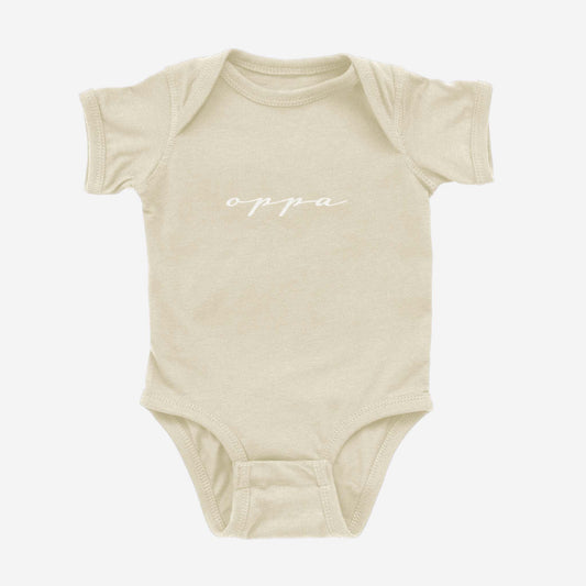 natural Oppa onesie for baby celebrating Korean sibling love
